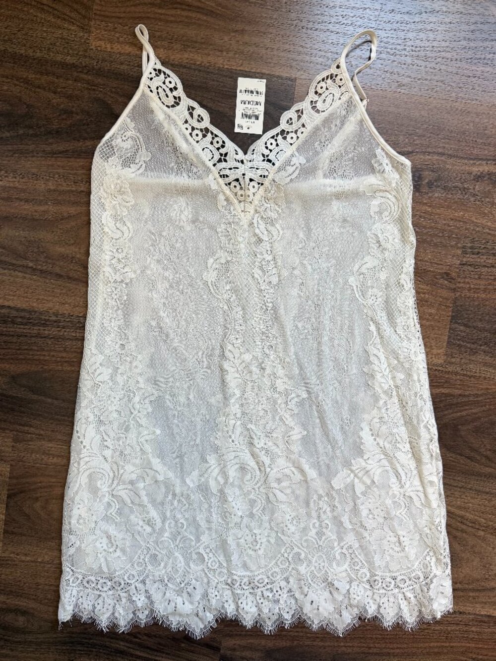 INC Embroidered Mesh Bridal Chemise Nightgown, White - L